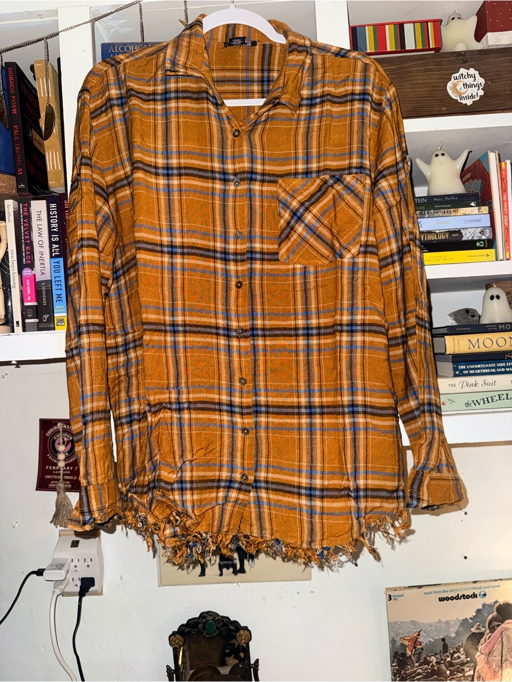 Angie Men's Mustard Plaid Button-Down Shirt
